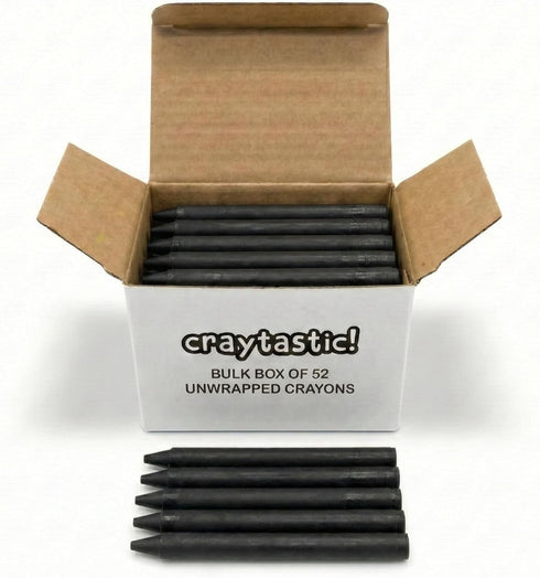 Craytastic! Bulk Unwrapped Crayons Box of 52 (Black) for Crafting, Parties, Kids