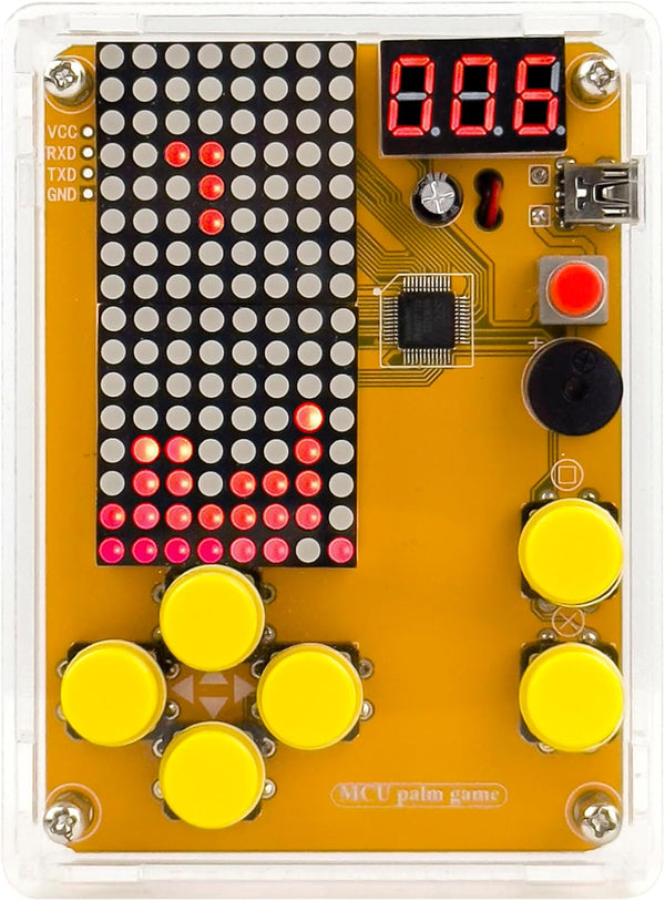 DIY Soldering Project Game Kit Retro Classic Electronic with 5 Games and Acrylic Case, Ideal for STEM Education