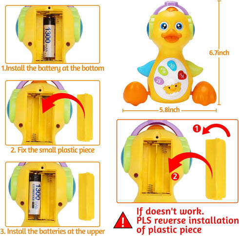 Baby Musical Duck Toy for Tummy Time, Light Up Infant Toys for 0-18 Months, Birthday Gifts for Boys & Girls
