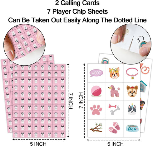 Puppy Dog Party Bingo Game Cards(24 Players), Animal Themed Bingo Card for Family Friend Adult, Large Group Holiday Doggie Party Activity Favor Decoration Supplies -004
