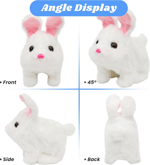 Hopearl Hopping Chubby Rabbit, Interactive Electronic Plush Bunny Toy with Sounds and Movements, Gifts for Toddlers