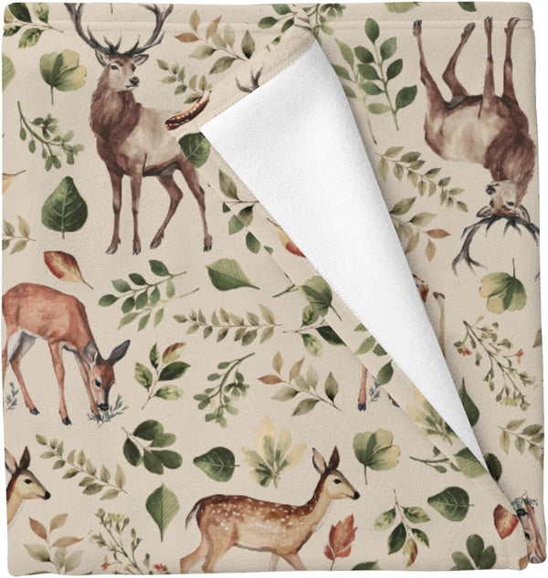 Cstdyfrv Vintage Deer Boho Leaves Baby Blankets for Boys Girls Country Animal Receiving