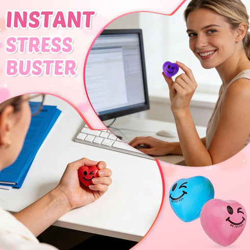 100PCS SHQDD Stress Balls, Heart Stress Balls for Adults & Kids, Mini Foam Ball Stress Relief Toys, Fidget Anxiety
