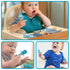 Silikong Silicone Utensils - Baby Fork and Spoon Set, Training Utensils for Ages 6 Months, Blue