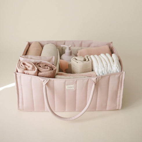 Mushie Diaper Organizer Caddy | Stylish Essentials for Newborn Changing Station (Blush)