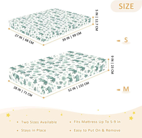 miaozhen 1 Pack 52x28 Cotton Baby Crib Sheets Soft Comfy Teal Six Playful Buffalo Boho Newborns Crib Sheet for Nursery