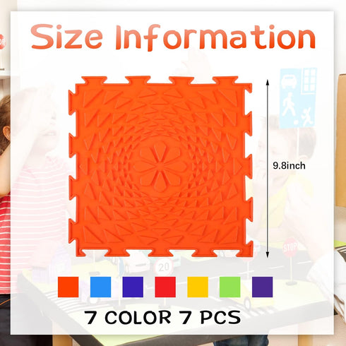 Maitys 7 Pcs Sensory Mat for Autistic Massage Mats Orthopedic Puzzle Play Mats Textured Sensory Floor Tiles for Autism