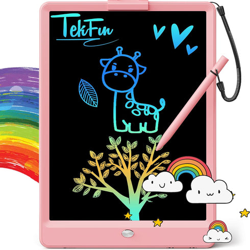 TEKFUN 10inch LCD Writing Tablet Doodle Board, Colorful Drawing Pad for Kids, Mess Free Coloring, Toys Gifts (Pink)