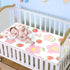 SyXIOP 28" 52" Cute Pink-Flowered Strawberries Cooling Baby Waterproof Crib Mattress Cover x Reusable Crib Bumper Pads