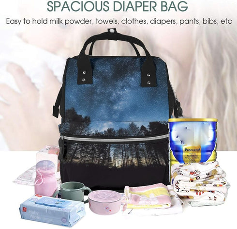 QSMJKLD Backpack Mommy Daypack Night sky Diaper Bag with Changing Pad, Pacifier Holder - Multifunction Travel Nappy