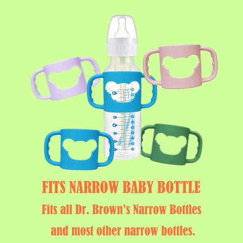 4 Pack 100% Silicone Baby Bottle Handles for Dr Brown Narrow & Wide Baby Bottles Hoder Easy Grip Self Feeding Universal