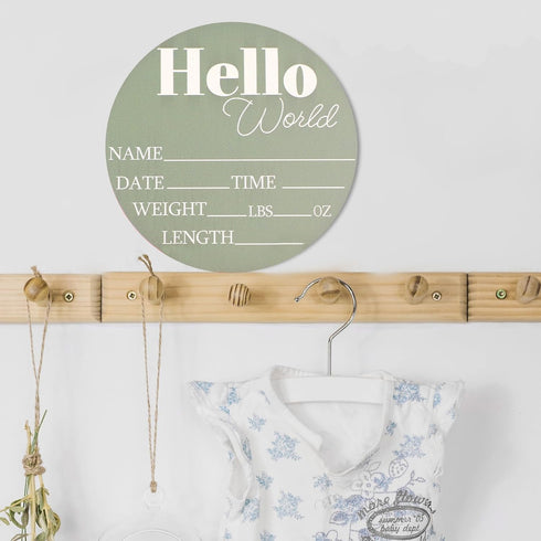 Jeffdad 7.08" Wooden Baby Name Announcement Sign, Birth Announcement Sign Hello World Newborn Photo Prop for Babies