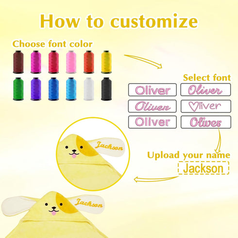 Custom Hooded Bath Towel with Name Personalized Kids Bath Towel for Toddlers & Babies Soft, Absorbent Cotton, Easter