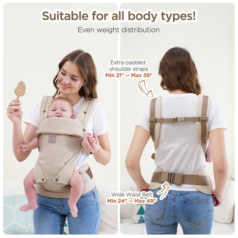 7-33lbs, 4-in-1 GAGAKU Baby Carrier, Lightweight Ergonomic Toddler Carrier for Soft Breathable Carrier with Head