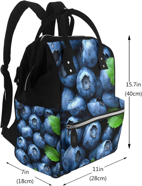Qewfoju Backpack Backpack Fresh Blueberries Print Diaper Bag Large Capacity Diaper Baby Changing Bags