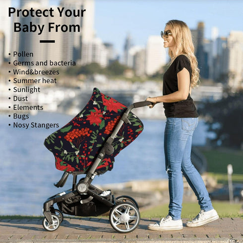 Schgap Christmas Car Seat Covers Canopy for Baby, Nursing Cover Breastfeeding Baby Carrier Cover Stroller Cover