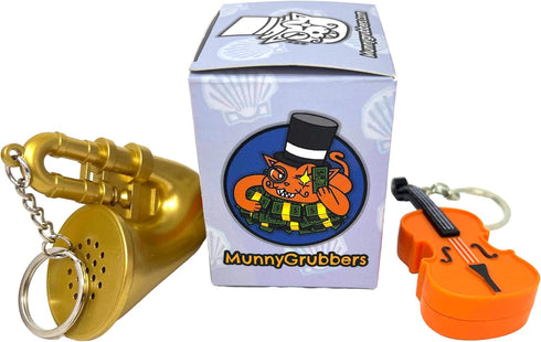 (WSV-V1-1P-WT) MunnyGrubbers - Original World's Smallest Violin & World's Saddest Trombone Toy Keychain with Playable