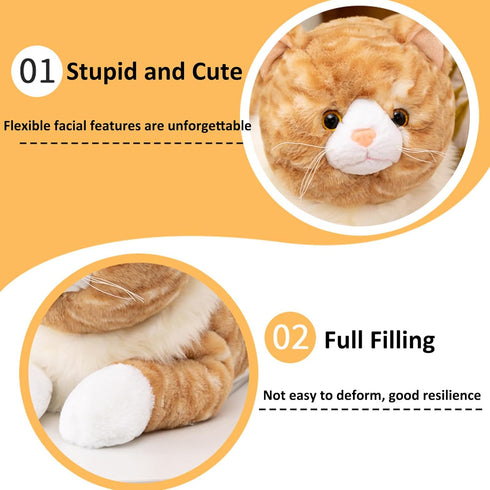 Fawowe 5.3 lbs 25.5 inch Cat Weighted Stuffed Animals, Weighted Cat Plush Toy Realistic Plush Animals Pillow Gifts