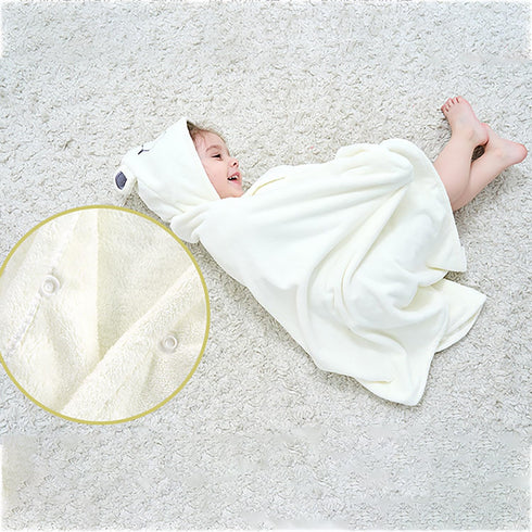 Ultra Soft Hooded Baby Bath Towel - White Bear Design for Newborns