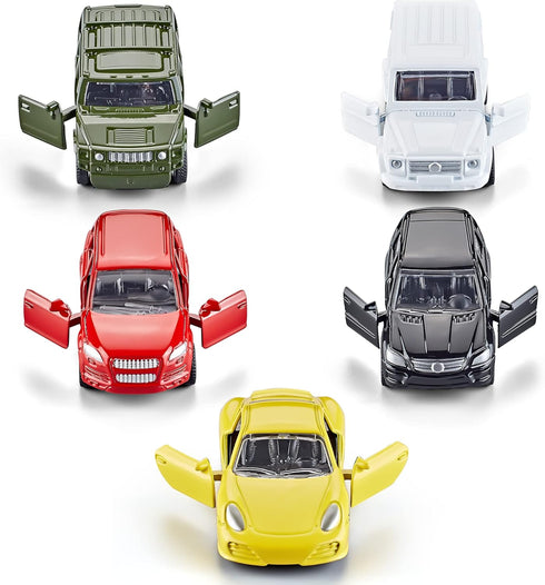 Die Cast Metal Toy Cars Set of 5 - Openable Doors Pull Back Car Gift Pack for Kids