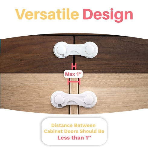 Inaya 6-Pack Child Proof Locks for Cabinet Doors, No Drilling Baby Proofing Cabinet Lock for Safety