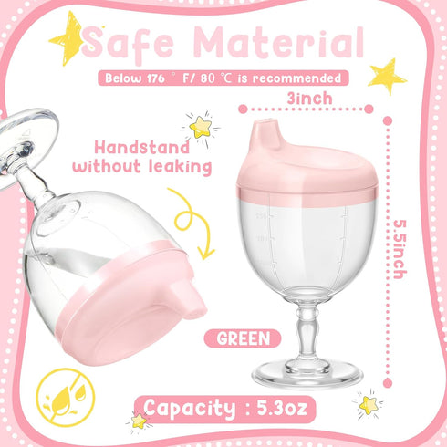 1 Irenare Pcs Baby Wine Sippy Cup Plastic Goblet Cup No Spill Wine Glass Baby Sippy Goblet Glass Beverage Mug Milk