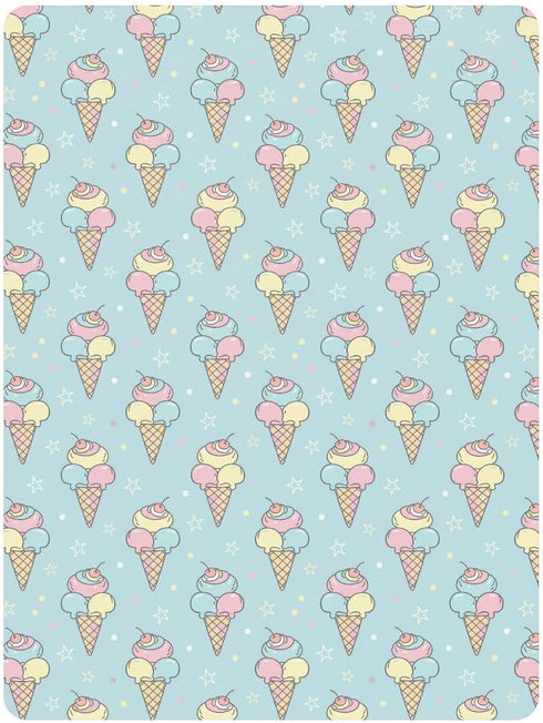 Jynexis 52x28 Ice Cream Star Blue Print Baby Crib Sheets, Cotton Fitted Crib Sheet, Soft Breathable, Fits Standard