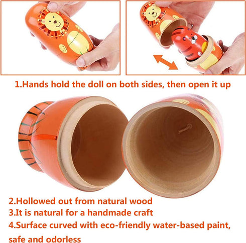 Maxshop Nesting Dolls for Kids - Russian Wooden Stacking Nested Set, 5 Pieces Handmade Toys for Children