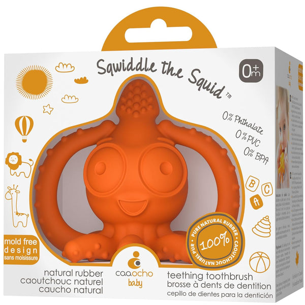 CaaOcho Pure Natural Rubber Teething Gum Massager Baby Toy & Bath Toy - BPA Free Squid Teether for Babies