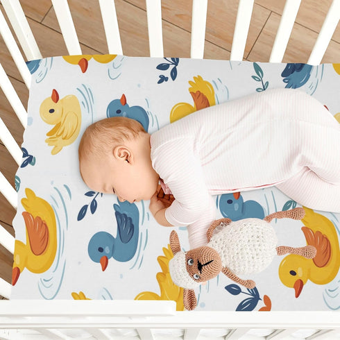 Caikeny 27 39 Fitted Crib Sheet for Boys Girls Cute Ducks Baby Crib Sheets Polka Dots Bassinet Sheets Crib Mattress Bed