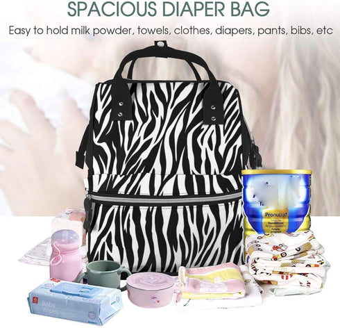 KHIRY Backpack Mummy Backpack Diaper Bag Nappy Baby Bag Schnauzer Multifunction Changing Bags for Travel, Zebra Print