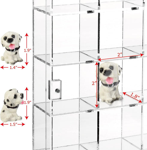 Ikee Design Acrylic Collection Display Case with 25 Compartments and Magnets Door, Wall-mounted Organizer for Small