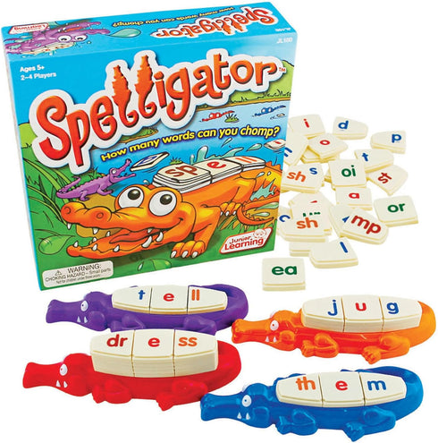 Junior Learning Spelligator Word Building Game, 75 Letter Tiles, Ages 5-9, Phonemic Awareness