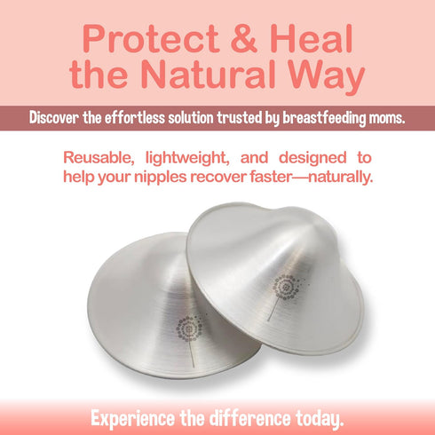 999 Tendresse - Pure Silver Nursing Cups for Breastfeeding Pain Relief Cracked Nipple Shields Reusable Invisible Under
