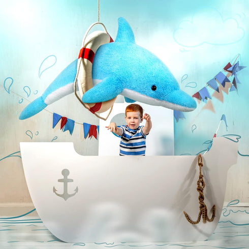MorisMos 55" Giant Blue Dolphin Stuffed Animal Plush Toy - Soft Marine Gifts for Kids