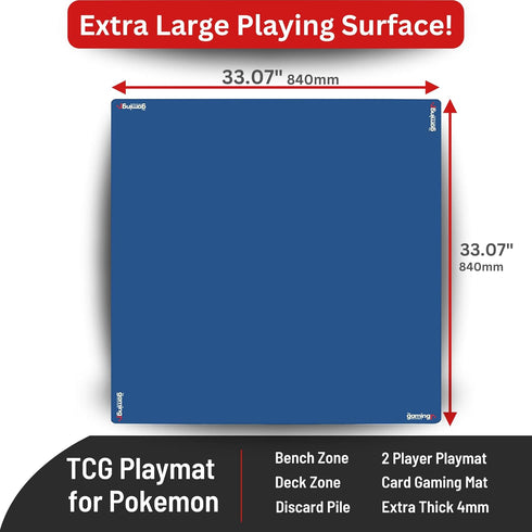 The Gaming Mat Company Poker, Dominoes, Bridge & Mahjong Table Mat - Blue 33" x 33" Premium Gaming Mat