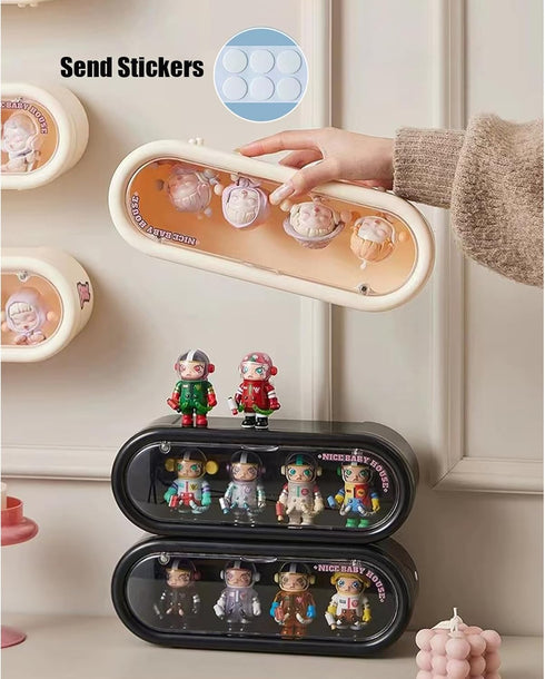 Clear Acrylic Display Case for Figures - Wall Mounted or Desktop Organizer for Collectibles, Dustproof Storage Box