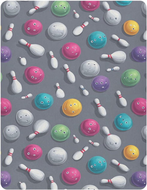 Pigsaly 27x39 Inch Crib Sheets Cute White Pins Colorful Bowling Balls Baby Sheet for Standard Crib Mattress Boys Girls