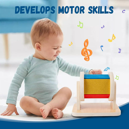 6-12 Adena Montessori Spinning Drum Baby Toys,Montessori Toys for Babies Months Toddlers,Wooden Spinning Rainbow