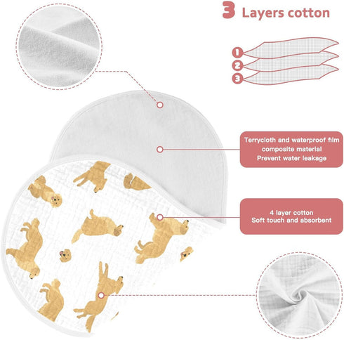 2 Pack vvfelixl Muslin Burp Cloths Golden Retriever Dogs Baby Washcloths for Baby Girl Boys