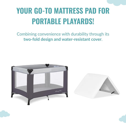 Mattress Pad, Ideal Fit for 38” x 26” Playard, JPMA & Greenguard Gold Certified, White