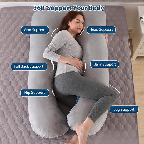 55 inches Amagoing Pregnancy Pillows for Sleeping, U Shaped Maternity Full Body Pillow for Pregnant Women with Hip
