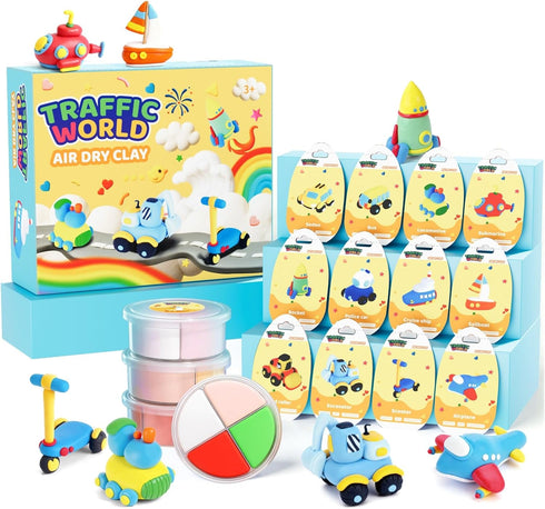 hittaty Air Dry Clay Kits for Kids - Traffic Model Magic Clay, 12