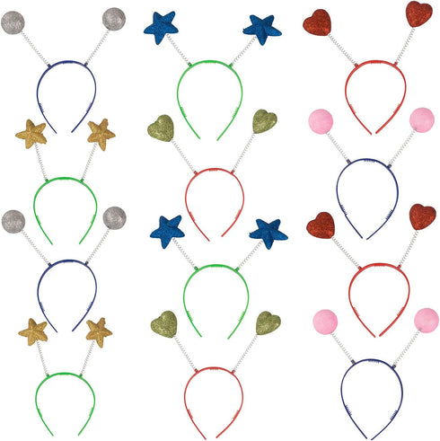 Funny Party Hats Head Boppers - 12 Piece Assorted Design Party Accessories, Blue Gold