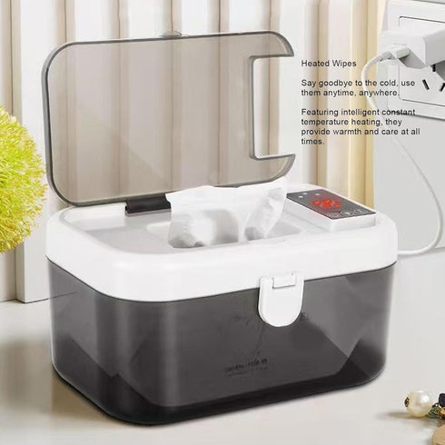Portable Baby Wipe Warmer, Wet Wipes Heater with Nightlight, Top Heating Wet Wipes Dispenser Diaper Wipe Warmer