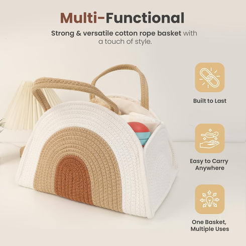 Bluki Diaper Caddy Organizer + Wet Bag - Cotton Rope Diaper Caddy Basket - Diaper Bag Organizing Pouches - Gift