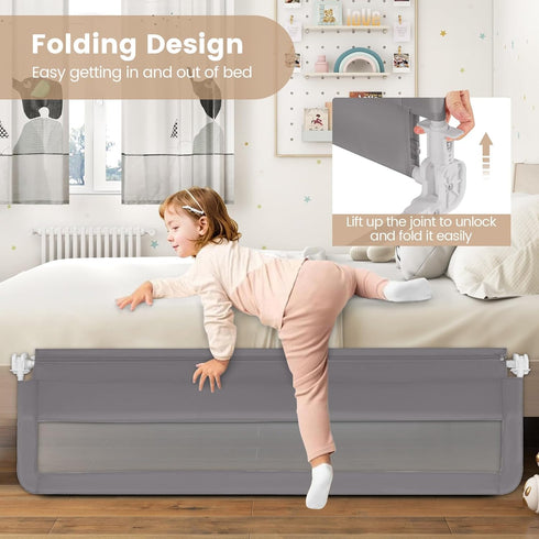71-in Pack 1) HONEY JOY Bed Rail for Toddlers, Extra Long, Portable Safety Bed Guardrail w/Double Safety Child Lock