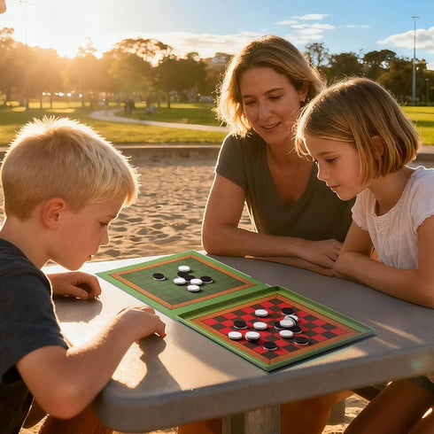 2-in-1 8-12 8-12 Checkers & Reversi Board Game | Magnetic Travel Games for Kids | Plane Activities for Kids Ages |