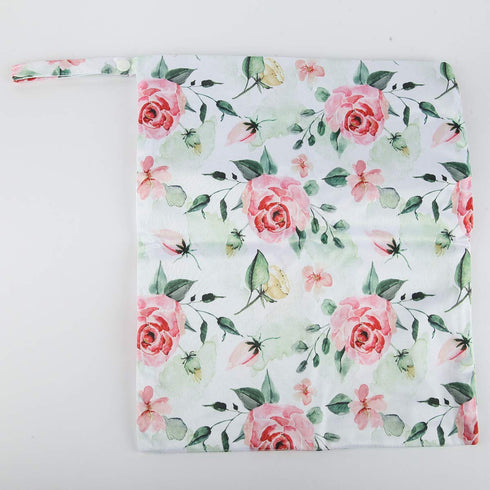 Sigzagor Wet Dry Bag Baby Cloth Diaper Nappy Insert Reusable Washable (Pink Flowers)