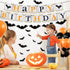 Halloween Party Decorations - Orange Black Latex Balloons, Happy Birthday Banner, 32pcs Black Vampire Bats